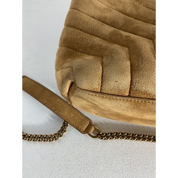 Saint Laurent 'Loulou' Tan Suede Small Chain Bag - Picture 6 of 12